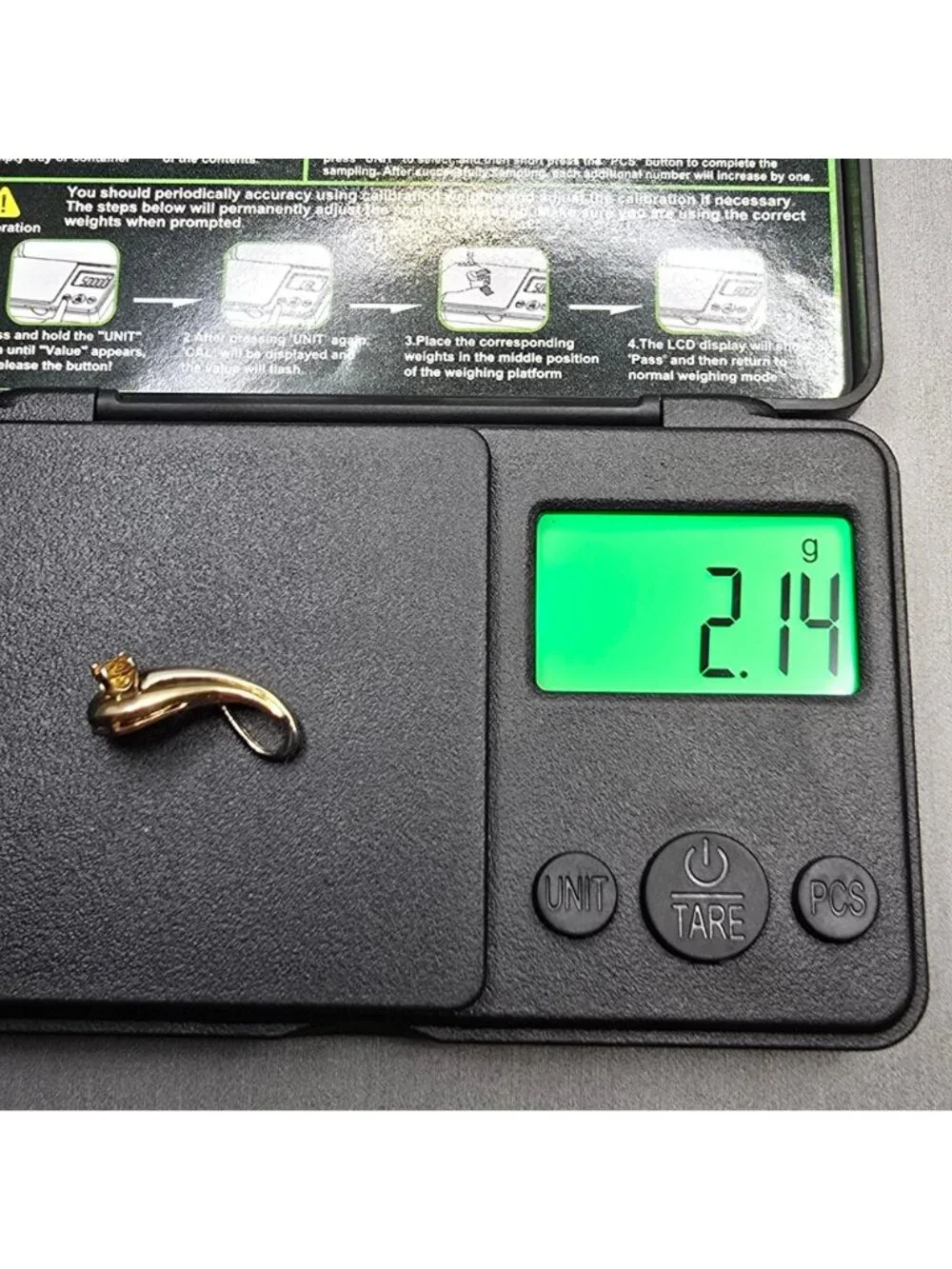 14k Yellow Gold Citrine Pendant Sculptural Ribbon Statement Charm Signed KK - Picture 11 of 14